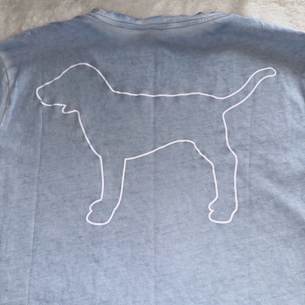 Victoria's Secret PINK Campus Tee Shirt Powder Blue XS - Picture 3 of 6